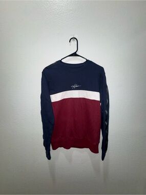 Hollister Navy, White & Burgundy Crewneck Sweatshirt - Read Description